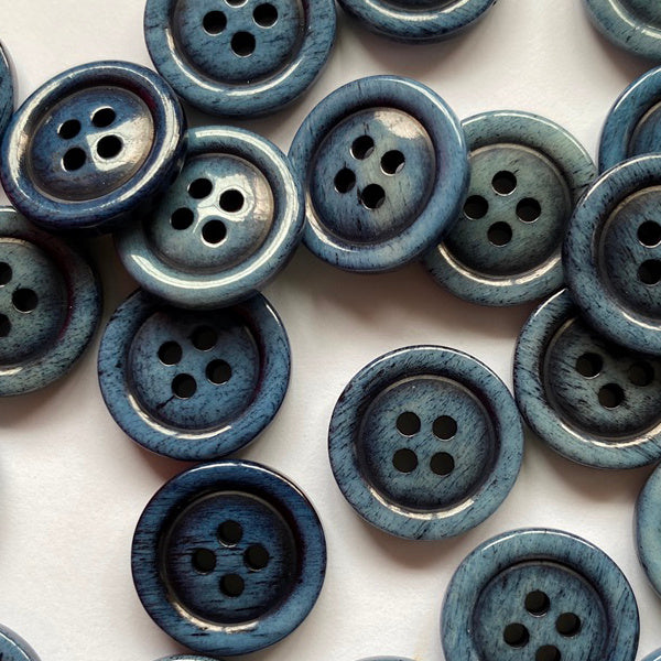 Textile Garden Denim Blue Stained Bone Glossy Button Knit With Attitude Textile Garden Denim Blue Stained Bone Glossy Button Knit With Attitude