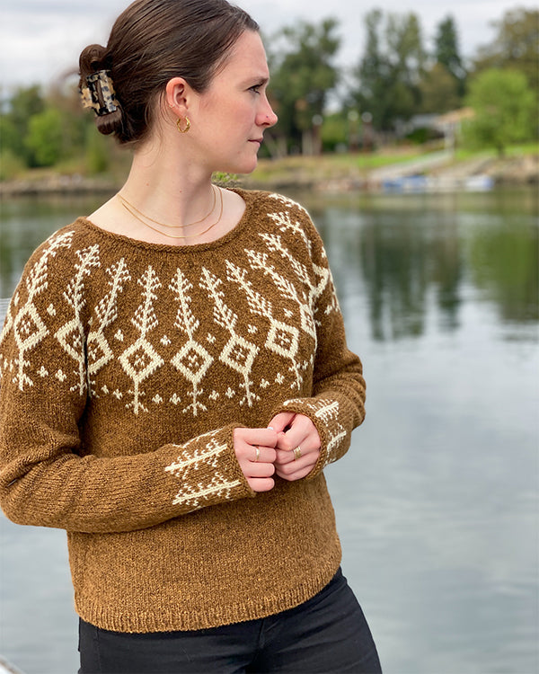 Yarn Kit – Frozen Lake pullover by Kay Hopkins