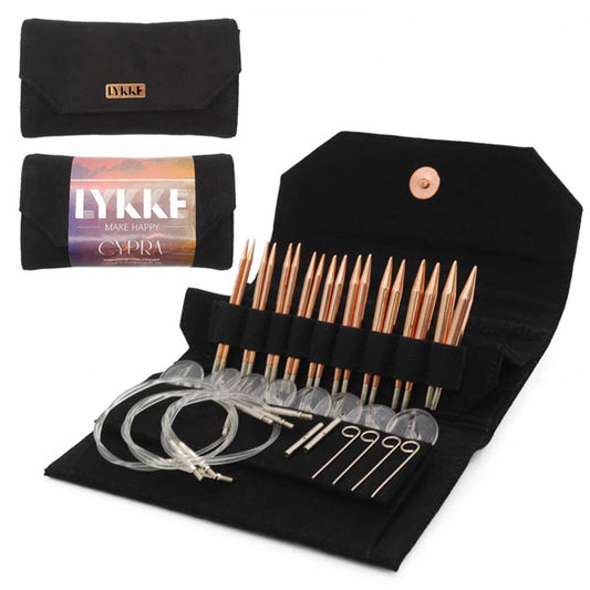 LYKKE: Cypra 3.5" (short) Interchangeable Needle Set - Black Vegan Suede