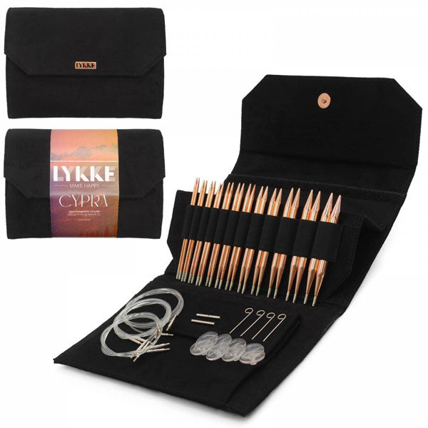 LYKKE: Cypra 5" Interchangeable Needle Set - Black Vegan Suede