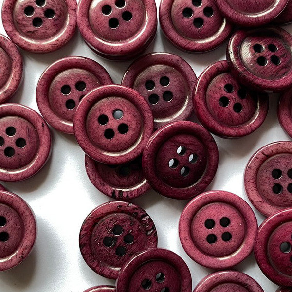 Deep Raspberry stained bone glossy button