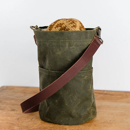 Twig & Horn: Waxed Canvas Bucket Bag - Olive