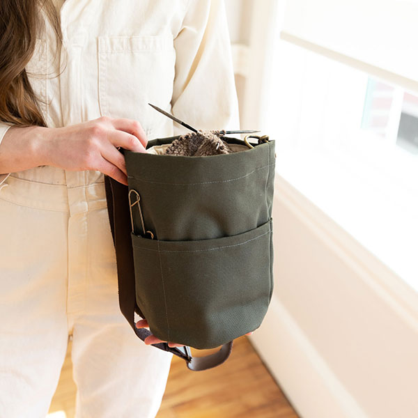 Twig Horn Waxed Canvas Bucket Bag Knit With Attitude