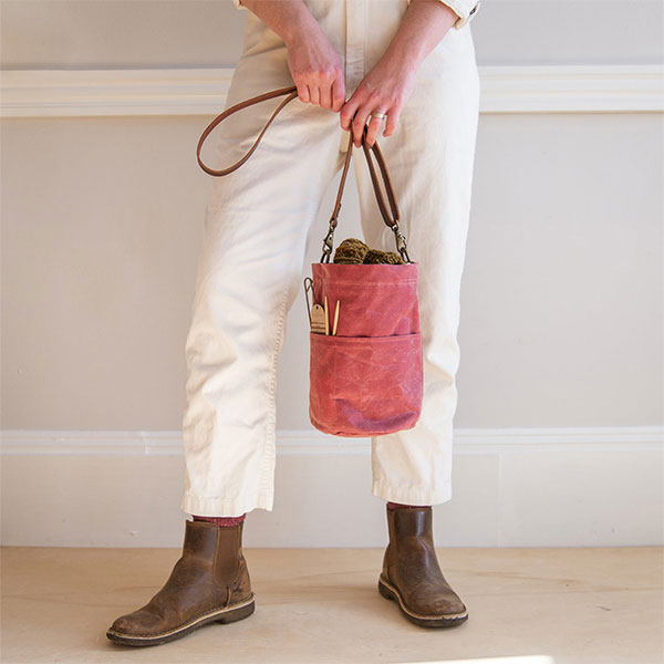 Twig & Horn: Waxed Canvas Bucket Bag - Cranberry