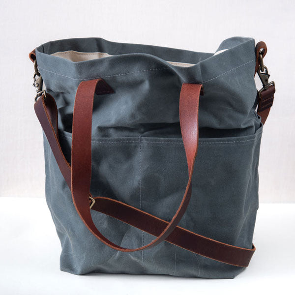 Twig & Horn: Waxed Canvas Crossbody Tote - Slate