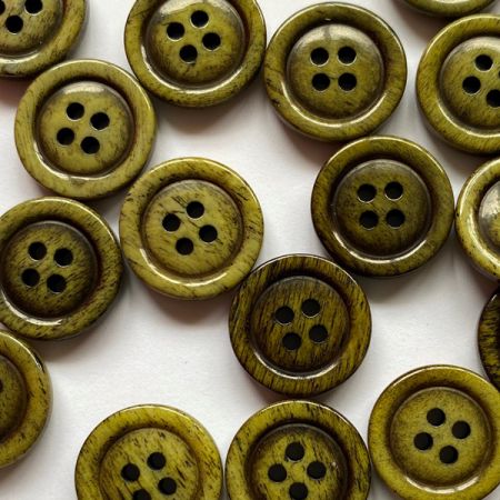 Olive Green stained bone glossy button
