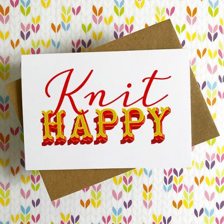 TillyFlop Designs: Greeting Card - Knit Happy 