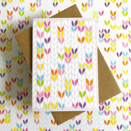 TillyFlop Designs: Greeting Card - Stockinette Stitch - Bright 